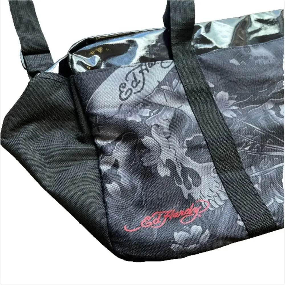 NWOT Ed Hardy Y2K Christian Audigier Skull Tiger Travel Weekender Duffle Gym Bag